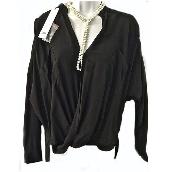 Funktional Black Front Fold Blouse XS-Viscose New - Picture 1 of 7